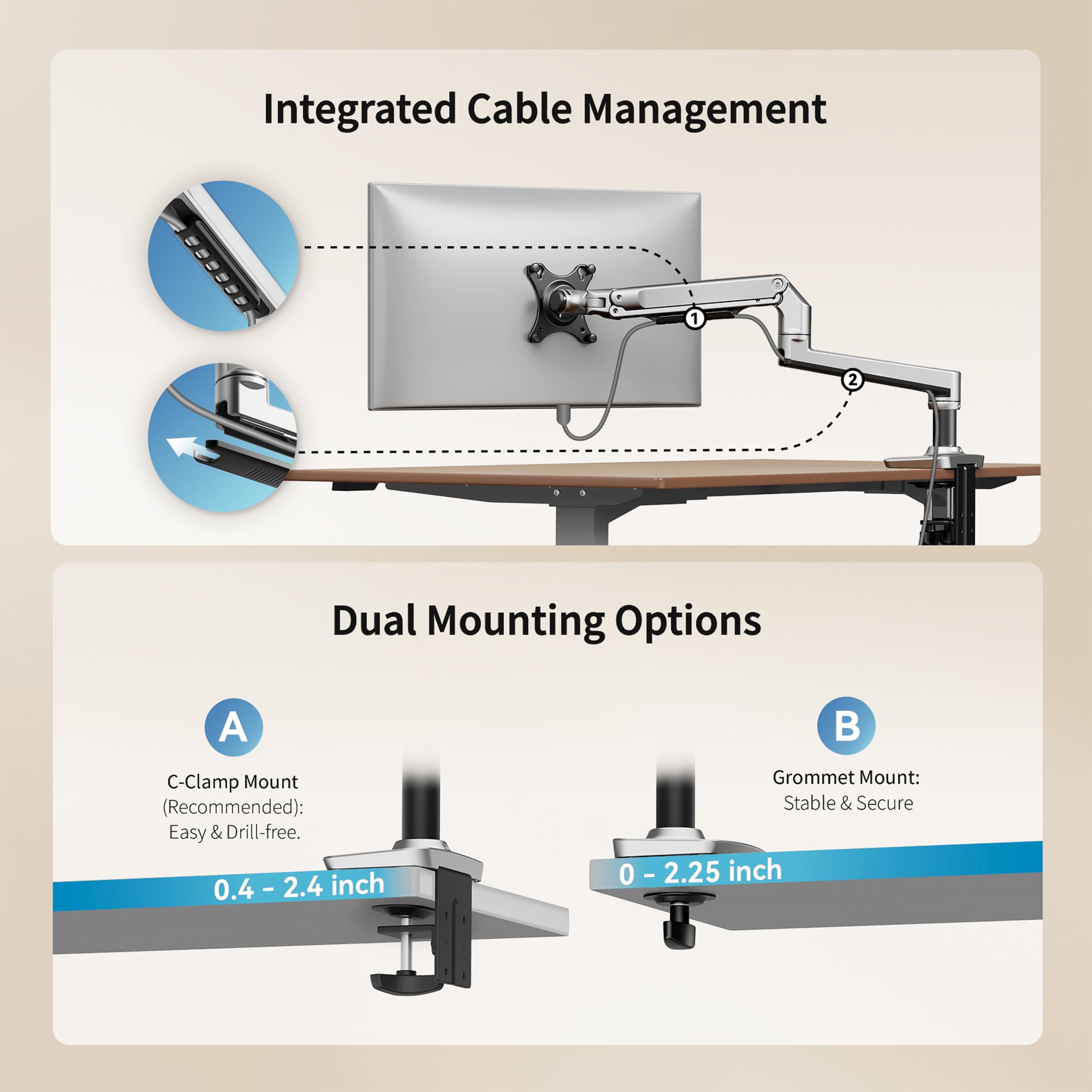 Amazon.com: Ergounion Single Monitor Arm Desk Mount, Holds Screens